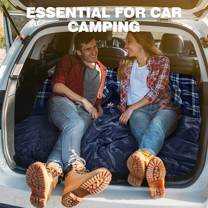 Double Sleeping Bag Flannel for Adults Kids Queen Size for 2 Person with 2 Pillows Warm &amp Cold Weather Sleeping Bag for Camping Hiking Waterproof Lightweight with Compression Sack