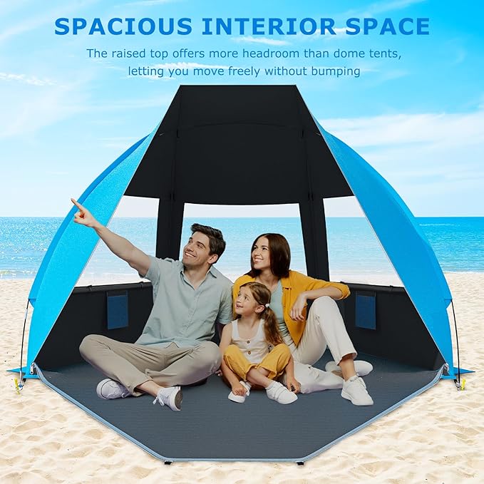 Gorich Portable Beach Tent for 3/4-5/6-7 Person with UPF 50+ UV Protection Lightweight &amp Foldable Sun Shelter with 5 Sand Bags Easy Setup Windproof Beach Umbrella Sun Shade