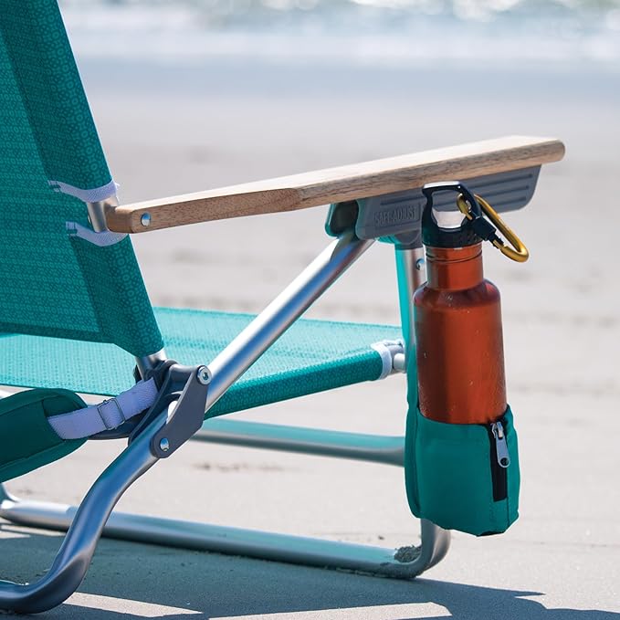 Tommy Bahama 5-Position Lay Flat Cup Holder and Towel Bar Beach Chair