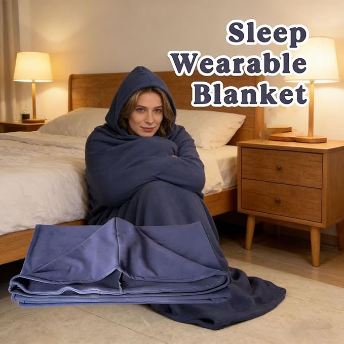 Wearable Sleep Blanket Hooded Sleep Adult Cozy Breathable Portable Sleeping Bag for Wearing At Home Or Camping Trips