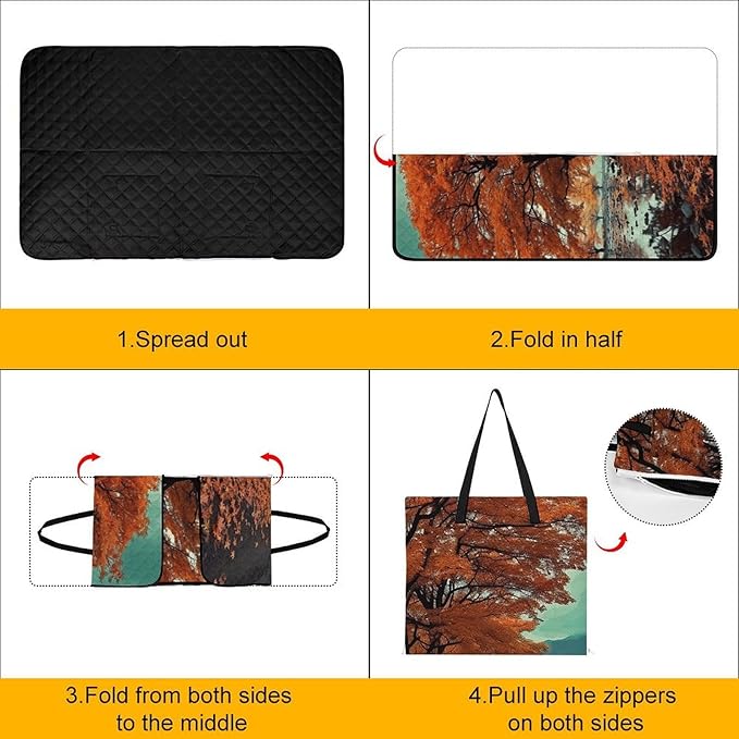 Zipper Maple Tree in Autumn Style Picnic Mat Suitable for Travel Camping Park Or Home Use