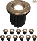 GKOLED 12V LED Brass Well Lights In Ground Light Outdoor with MR16 Bulb and Swival Base Low Voltage Landscape Lighting 5W 410LM 2700K IP67 Waterproof Up Light for Garden Open Top 12 Pack