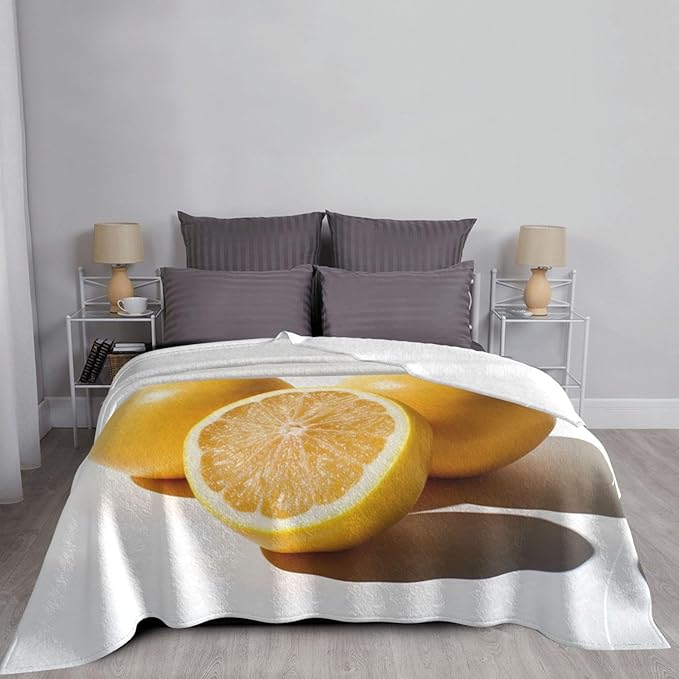 Kumquat Lemon Soft Fleece Blanket 60 * 50 inch Soft Sofa Blanket Suitable for Sofa Camping Travel Night Cover Blanket
