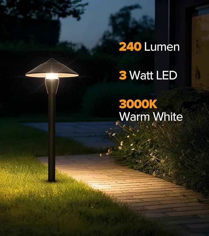 LUTEC 12V Low Voltage Pathway Lights Die-cast Aluminum Pathway Lights with ConnectorsIP65 Waterproof Outdoor Landscape Lighting 3W 240LM Warm White 3000K for Path Yard Garden 8 Pack