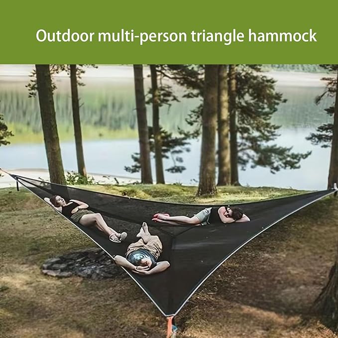 Triangle Hammock 10FT Heavy Duty 300LBS-1000LBS Capacity for 1-3 Person Portable Camping Hammock with Storage Bags Multi-Person Hammock for Outdoor Backpacking Travel (Green-2.8m-150kg)