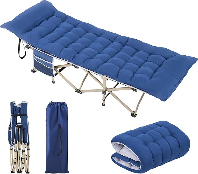 Yaheetech Folding Camping Cot Portable Outdoor Bed for Adults w/Mat &amp Storage Bag &amp Carry Bag Heavy Duty Cots for Outdoor Travel &amp Office/Home Nap