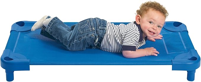 Angeles Stackable Daycare Cots Value Line Toddler Cot 40 L x 22 W Assembled Daycare Furniture for Preschool Classroom Toddler Size Pack of 1 Blue