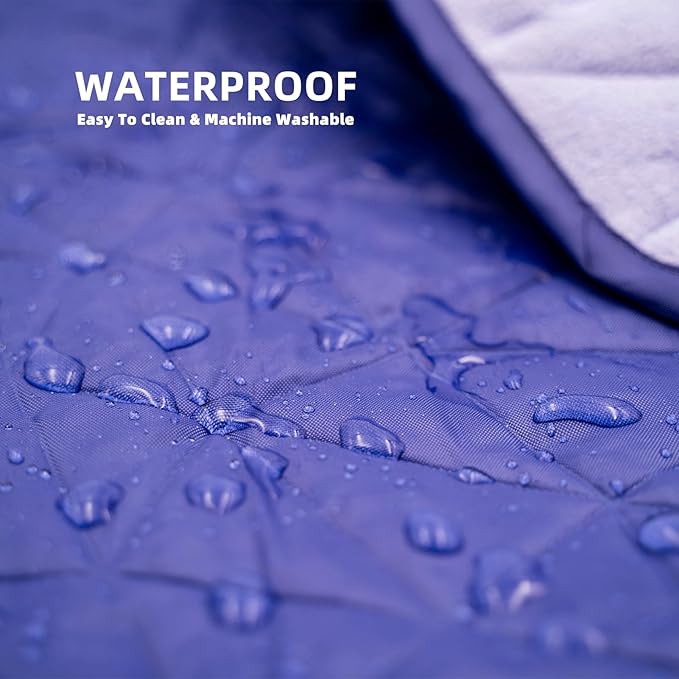 Large Outdoor Waterproof Blanket Extra Thick Fleece Stadium Blanket for Camping Car Pet Picnics - Windproof Wearable Machine Washable 80 x 58 (Blue Purple)