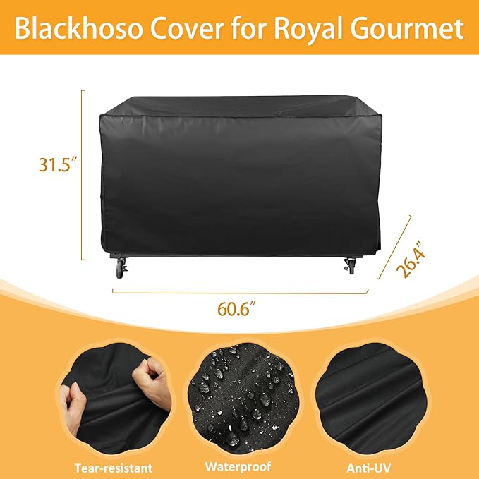 Grill Cover for Royal Gourmet Grill GD401 GD402 GB8000 GB8003 GB4001 60 inch CR6008 Heavy Duty Waterproof UV Resistant Cover Outdoor Barbeque Grill Accessories