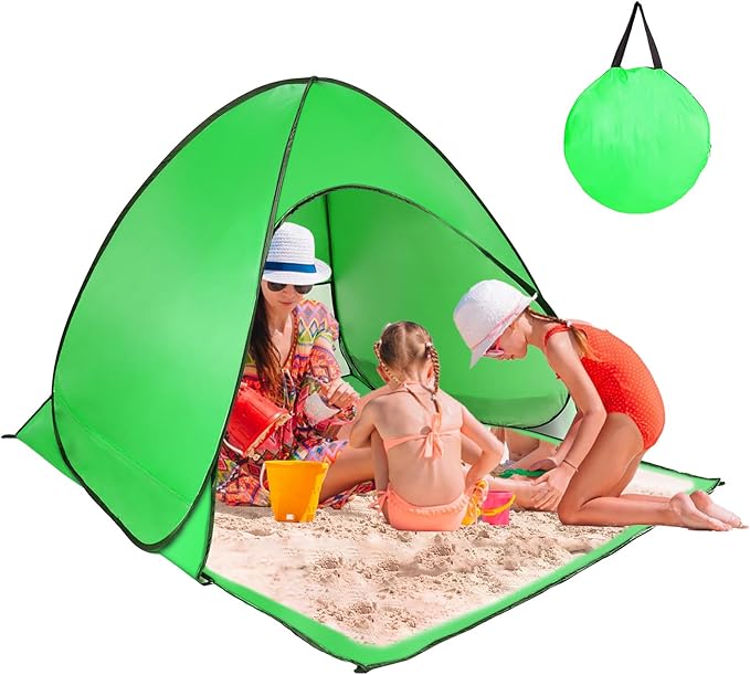 Pop Up Beach Tent Anti UV Automatic Sun Shelter Umbrella Portable Sun Shade Shelter for 2-3 People Outdoor Instant Pop Up Beach Shade Tent with Carrying Bag