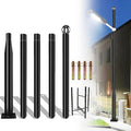 16Ft Tall Street Light Pole - Outdoor Metal Split Heavy Duty Street Lamp Post for Outside Large Solar Street Lights with Mounting Rebar Cage Base Accessory for Parking Backyard Patio Yard