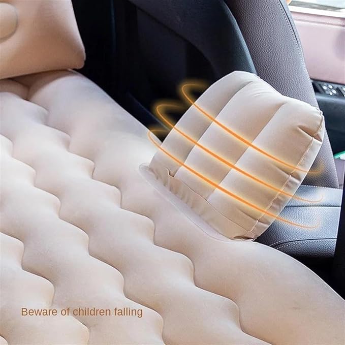 Car Inflatable Mattress SUV Camping Inflatable Bed Automatic Inflatable Sleeping Mat Car Travel Rest Mat PVC Flocking Anti-Slip Mattress (Beige)