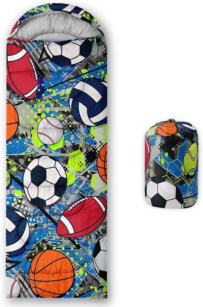 Kids Sleeping Bag for Boys GirlsCute Puppy Print-Lightweight Warm Portable Outdoor Indoor-Waterproof Cold Weather Resistant Sleeping Bag for Camping Hiking