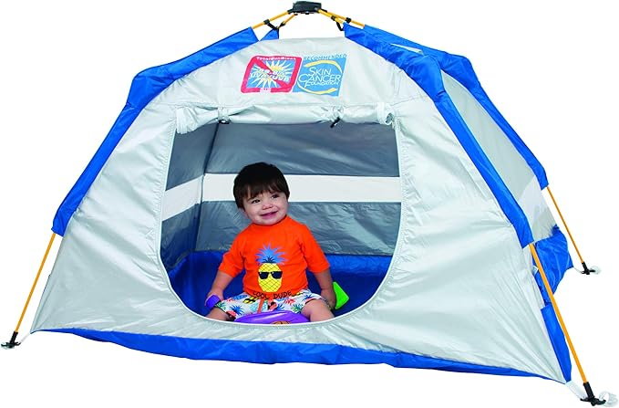 RIO Brands Beach Total Sun Block UPF 50+ Baby Sun Shade Pop-Up Beach Shelter Silver 62 x 41 x 36 (ATSBSD103-2019-1)