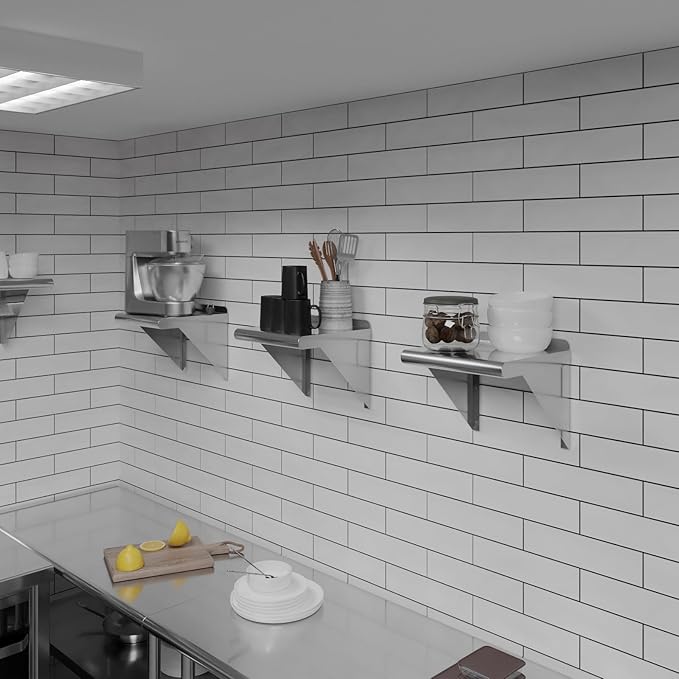 AmGood 12 in. x 12 in. Stainless Steel Wall Shelf | NSF Certified | Appliance &amp Equipment Metal Shelving | Kitchen Restaurant Garage Laundry Utility Room