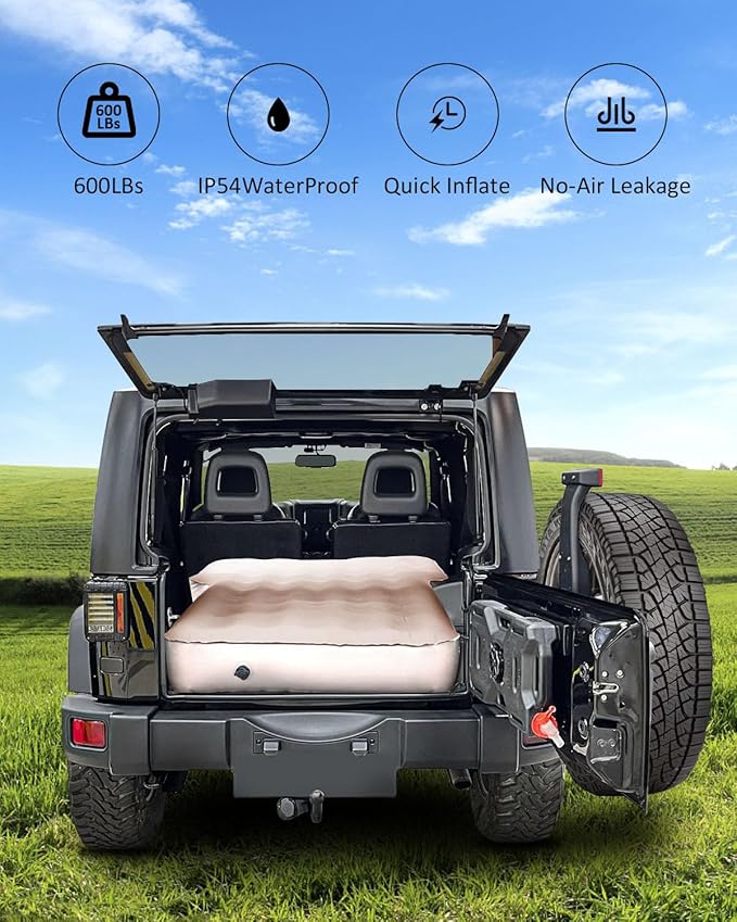 MIROZO Air Mattress Camping Bed 10inch Ultra Thick for SUV Air Mattress for Jeep JK JL JKU JLU Unlimited 4 Door Ford Bronco 2021 2022 Subaru Forester 1998-2023 Toyota 4runner（Beige）