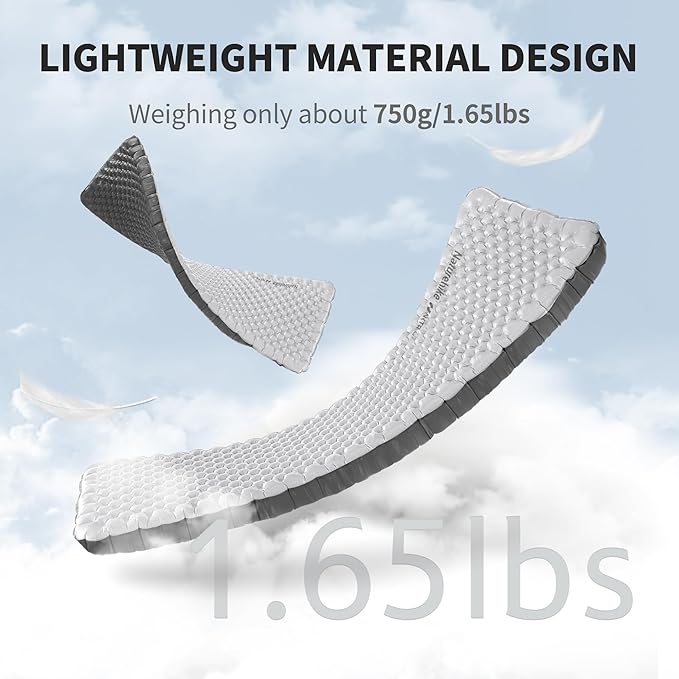 Naturehike 20oz Ultralight Sleeping Pad with Sidewalls Insulated Inflatable Sleeping Pad 6.5R Lightweight Sleeping Mat for Camping Hiking Backpacking 10cm Thickened