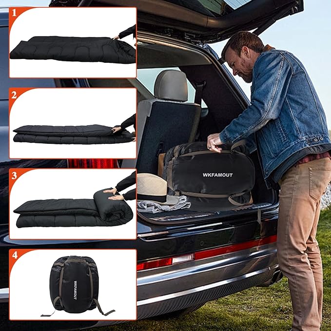 0 Degree Double Sleeping Bag for Adults Queen Size 2 Person Sleeping Bag for Cold Weather with Compression Sack for Car Camping Hunting and Tent Camp