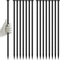 16 Inch Rebar Stakes - 1/2 Inch Diameter Galvanized Steel Ground Anchors Plant Support Metal Garden Stake Heavy Duty Anchoring Spikes for Speed Bump Parking Curb and Camping Tent (10 Pack)