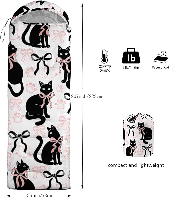 AILONEN Kawaii Panda Sleeping BagsLightweight &amp Waterproof3 Season Warm &amp Cool WeatherDreamy Purple Flower Animal Themed Sleeping Bags for BoysGirlsKidsAdults TravellingOutdoors
