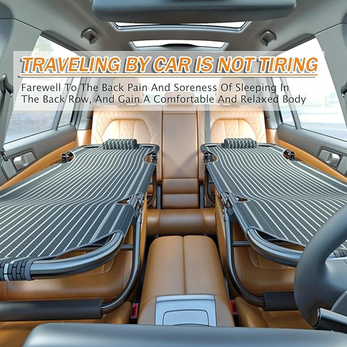 Non-Inflatable Car MattressFolding Travel Bed Outdoor Camping Bed Easy to Clean Suitable for The Rear Seat of Most Cars(Color:A)