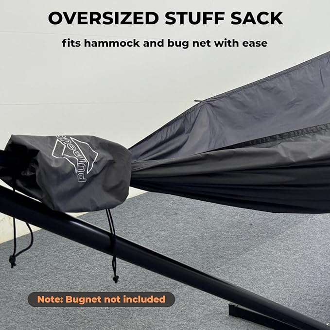 Onewind 11ft Ultralight Camping Hammock Portable Hammock with 2 * 12Ft Tree Straps 40D 1.7oz Nylon Ripstop Lightweight Hammock for Camping Hiking Backpacking 11' x 55 Dark Grey