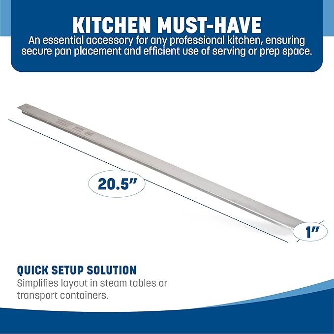 Carlisle FoodService Products Durapan Stainless Steel 20.5 Inch Steam Table Adapter Hotel Pan Adapter Bar for Commercial Kitchens and Buffets Silver