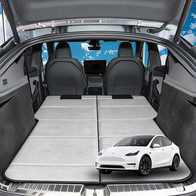 Non Inflatable Car Mattress for Tesla Model Y Car Camping Mattress Upgraded Foldable Trunk Sleeping Pad with Storage Bag Portable Design for Camping Travel &amp Beach