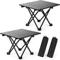 2 Pack Portable Camping Table Foldable Ultralight Small Folding Beach Table with Carry Bag for Outdoor Travel Beach Camp Picnic BBQ Cooking Festival Boat Home Use (Black-S)