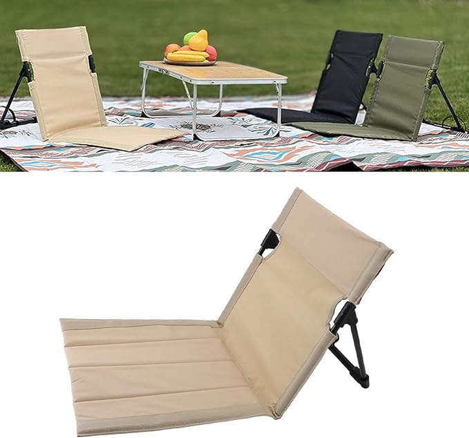 Camping Backrest Cushion Camping Folding Chair Cushion Backrest Casual Stylish Aluminium Alloy Folding Beach Chair for Outdoor Picnic (Khaki)