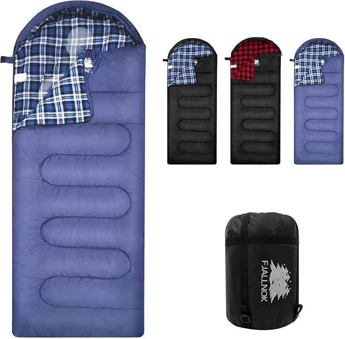100% Cotton Flannel Sleeping Bag for Adults Big&ampTall Size Backpacking Lightweight Waterproof for Girls Boys Mens Teen for Camping Hiking Outdoor Travel with Compression Bags