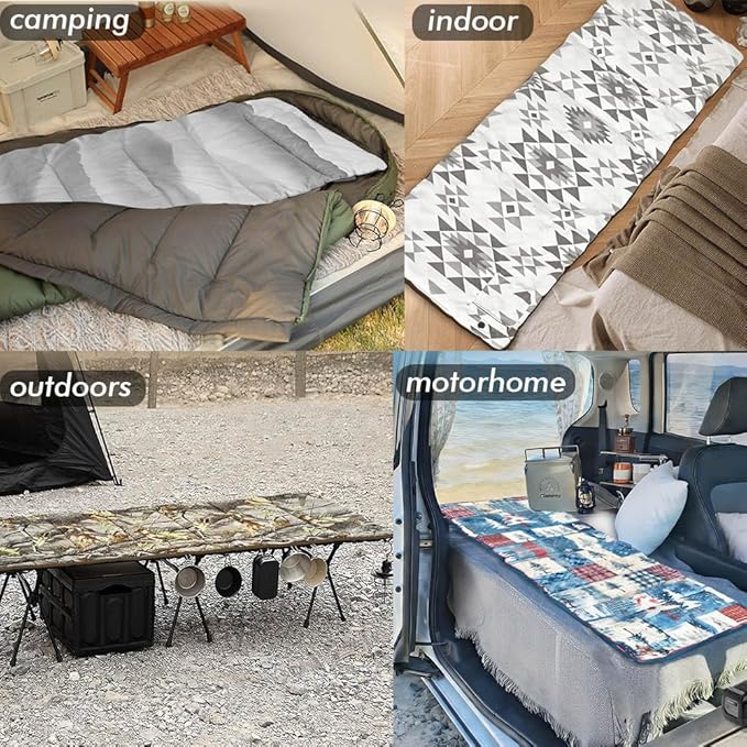 Heated Sleeping Bag pad 3 Adjustable Temperature Levels Operated by 5V/2A USB Power Supply (Bohemia 76 x 24)