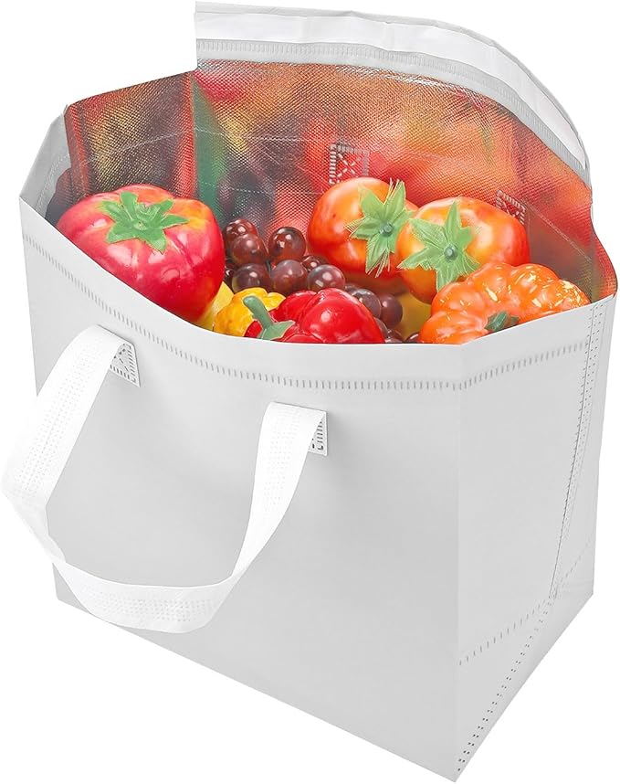 PATIKIL Insulated Take Away Bags 25 Pcs Insulation Cooler Bag Grocery Thermal Bags 9.4 x 5.9 x 10.2 Inch for Hot Cold Frozen Food Delivery Multi-Color