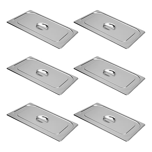 6 Pack Full Size Steam Table Pan Cover Lid with Handle NSF Hotel Pan Cover Catering Food Pan Covers