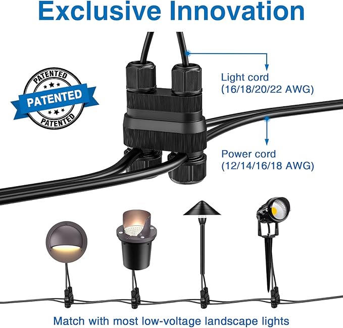 SUNVIE Fastlock2 Low Voltage Wire Connector Landscape Lighting Connectors 12-18 Gauge Waterproof Low Voltage Connectors Outdoor Landscape Wire Connector for Garden Yard Path Lights 24 Pack
