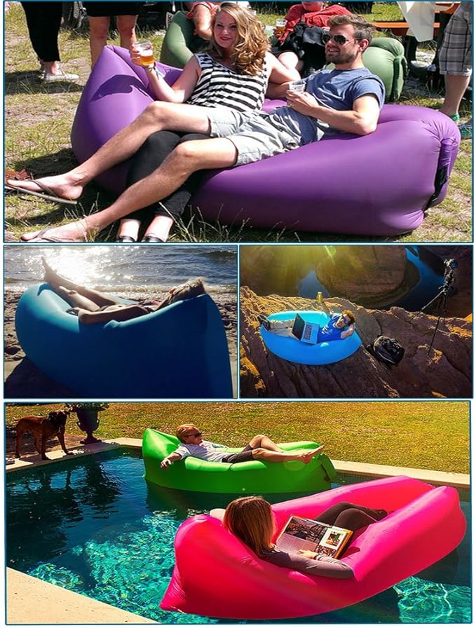 CCDXD Air Sofa Inflatable Lounger Inflatable Couch for Travelling Outdoor Camping Hiking Beach Parties Picnic Backyard Lakeside air Hammock Inflatable Lounger (Black)