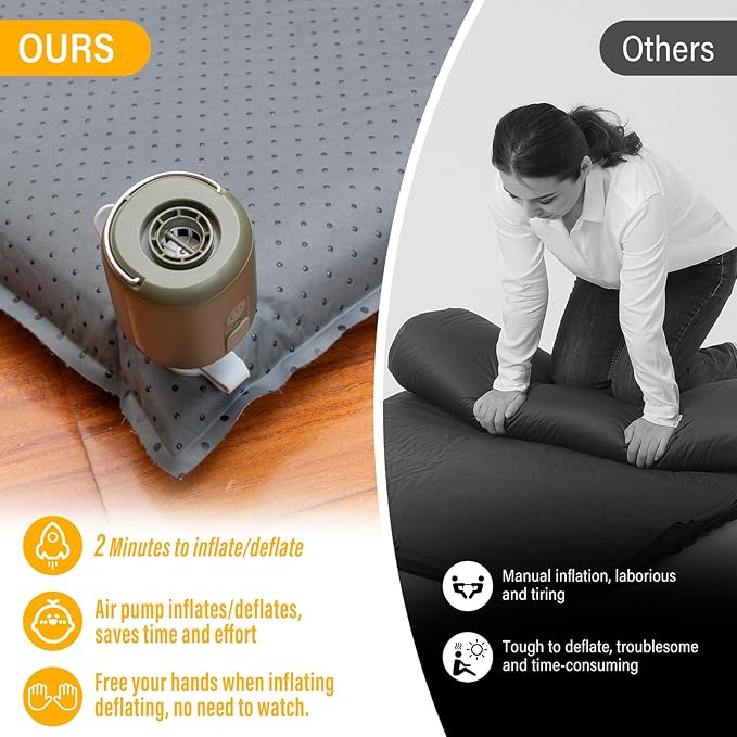 SUV Air Mattress Car Bed Inflatable Car Camping Pad with Air Pump Ultrathick Memory Foam Camping Mattress 9.0 R-Value Insulated Sleeping Pad 2 Person Camping Mat for Hiking and Backpacking