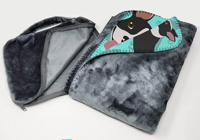 Caroline's Treasures MLM1006TBLT Boston Terrier Soft Travel Blanket with Bag Airplane Blanket Indoor Outdoor Camping Blanket for Traveling Picnics Beach Trips Concerts