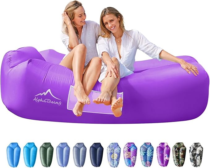 AlphaBeing Inflatable Lounger Beach Chair Accessories Air Sofa Hammock Inflatable Couch for Camping Backyard Lakeside with Compression Sacks Ideal Outdoor Gifts for Adults