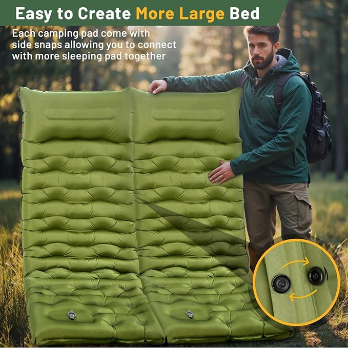 Sleeping Pad for Camping 6 Extra Thick Camping Sleeping Pad with Pillows &amp Built-in Foot Pump Ultralight Inflatable Sleeping Pads Compact for Travel Tent Hiking Camping Backpacking Car Camp Gea