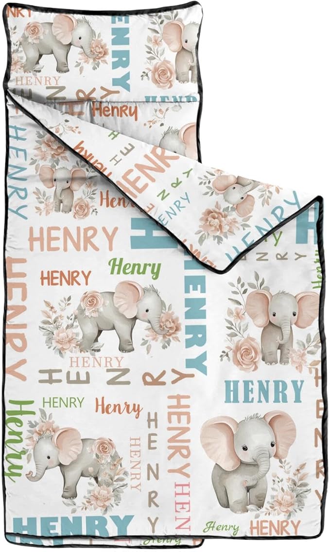 Personalized Toddler Nap Mat – Custom Name Sleeping Bag with Pillow &amp Blanket Roll-Up All-in-One Nap Mats