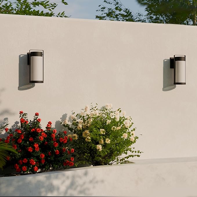 GLOBE Electric 60000165 1-Light Outdoor Wall Sconce Matte Black Frosted Glass