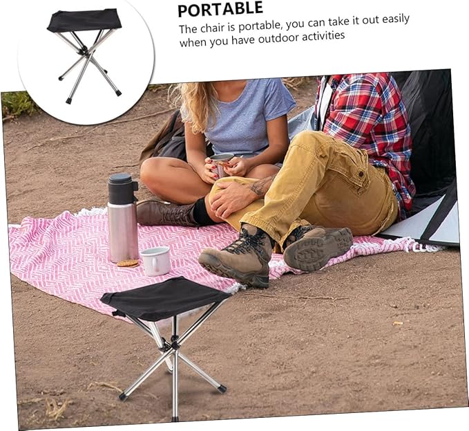 Happyyami 1set Portable Folding Stool Lightweight Outdoor Camping Chair Compact Space-Saving Design for Fishing Picnics and to Carry for Outdoor Activities