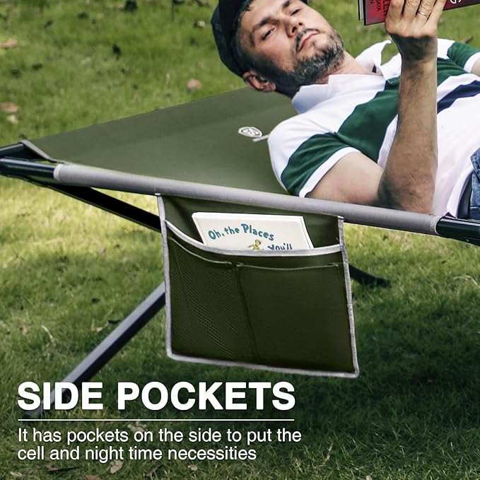 EVER ADVANCED Extra Wide Camping Cot for Adults Oversized XXL Sleeping Cots Folding Cot Bed with Carry Bag 84.3 L x 41.9 W Support to 550 lbs