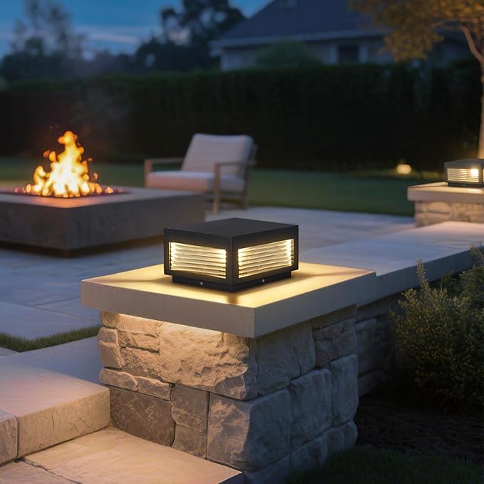 Outdoor Post Lights 9.84 Hard Wired Column Pillar Light Waterproof Modern Lamp Posts AC100-240V LED Square Lantern for Fence Driveway Patio Garden Backyard