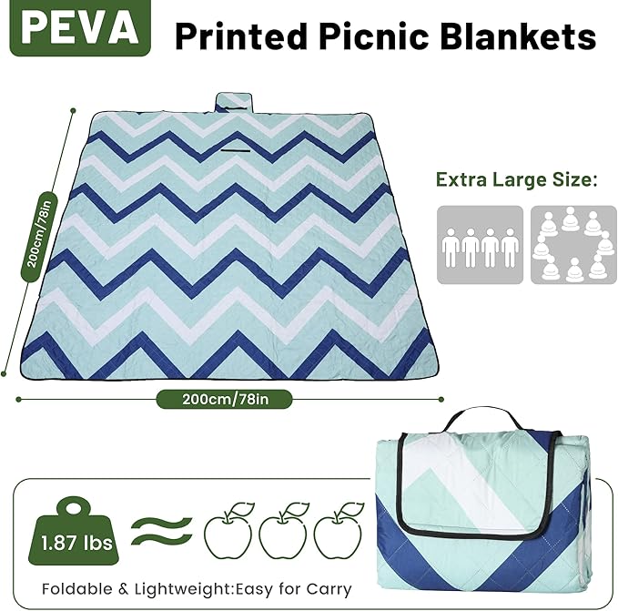 Dimatic Cute Picnic Blankets 78x78 Extra Large Beach Blankets Waterproof Sand Proof Foldable Portable for Outdoor Family Camping