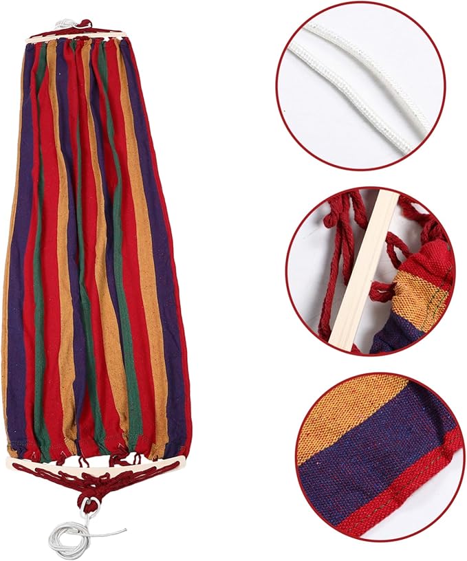 SUPVOX 1set Outdoor Canvas Hammock for Camping Hiking and Travel Portable and Stable Hanging Hammock Thickened Material for Backyard and Garden Use Single Stripe Design