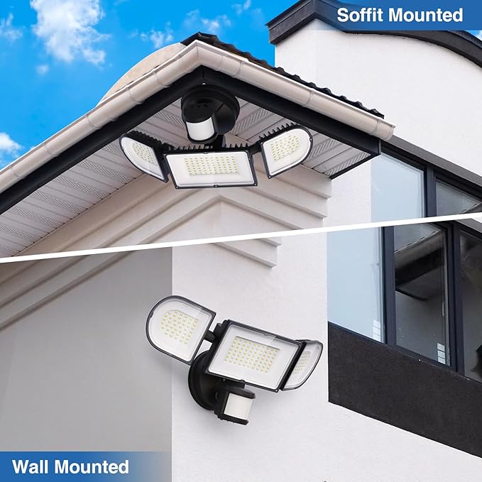 150W Motion Sensor Lights Outdoor for Outside 15000LM LED Flood Lights Outdoor Wired Dusk to Dawn Exterior Security Floodlight Fixture Waterproof IP65 Outdoor Lighting for House Garage