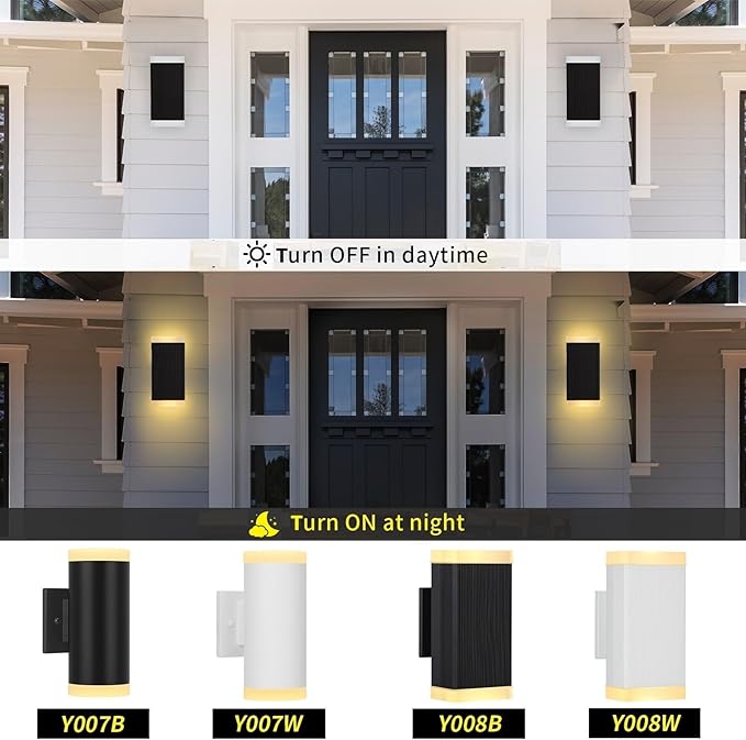 Outdoor Wall Light ZUUKOLE Waterproof Exterior Wall Sconce Anti-Rust Aluminum Wall Mount Lighting Rectangular Design – Up Down Lights Outdoor for Porch Patio or Garage 2 Pack