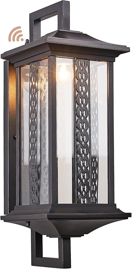 22.5”H Extra Large Outdoor Wall Light Dusk to Dawn Porch Light Fixtures Wall Mount Waterproof Exterior Wall Lamp Sconce with Tempered Glass Outside Carriage Light Perfect for Patio Garage Front Door
